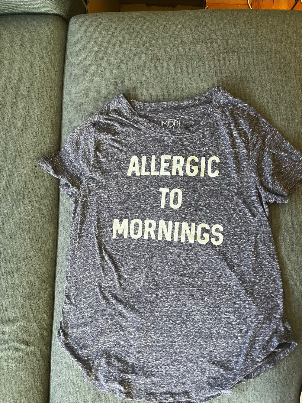 Modern Lux Juniors XL Allergic to Mornings Graphic Tee Heather Gray